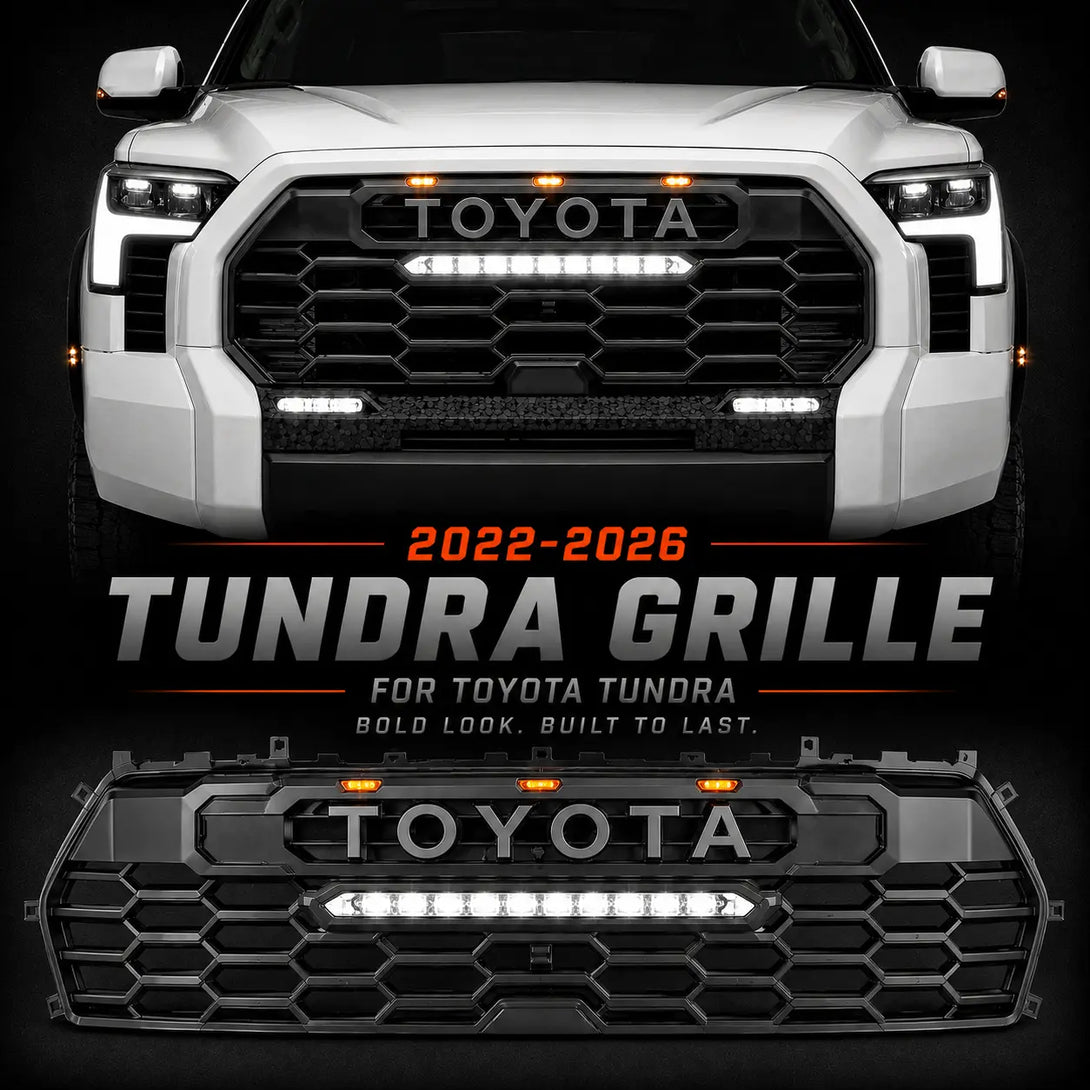Matte Black Front Grille For 2022–2026 Toyota Tundra TRD Pro Style wit ...