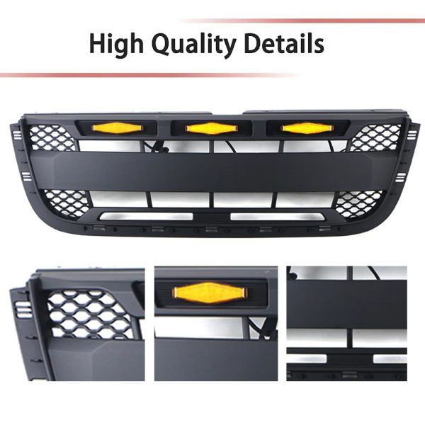 Grille For 2001 2002 2003 Ford Ranger Honeycomb Style Grille with Letters and Lights - Image 3