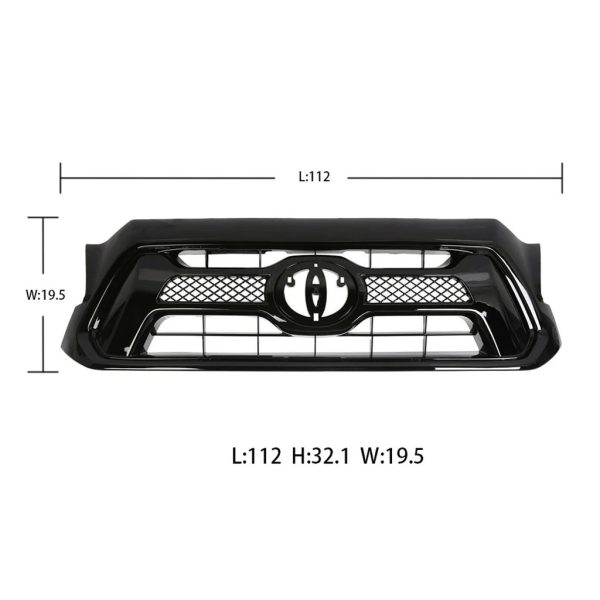 Front Grille For 2012 2013 2014 2015 Toyota Tacoma New Mesh Front Hood Bumper Grill Glossy Black - Image 2