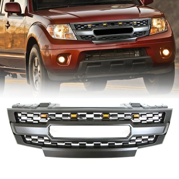 2009-2015 Nissan Frontier Raptor Style Front Grill Grille W/ Emblem and LED Lights