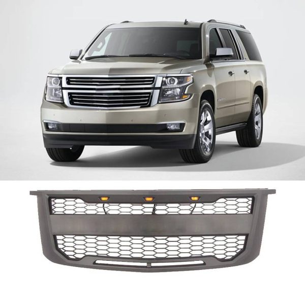 Grille for 2015-2019 Chevrolet Suburban Tahoe Front Bumper Grill Mesh W/Lights