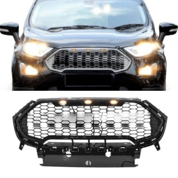 Front Grille for 2018 2019 2020 2021 Ford Ecosport Raptor Style Grill with Letters & Lights