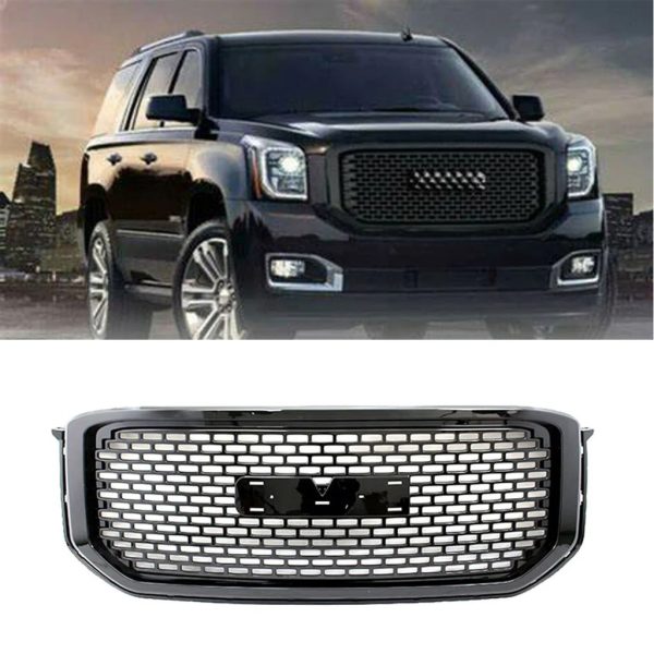 Front Grille For 2015 2016 2017 2018 GMC Yukon XL Grill Gloss Black Mesh Style