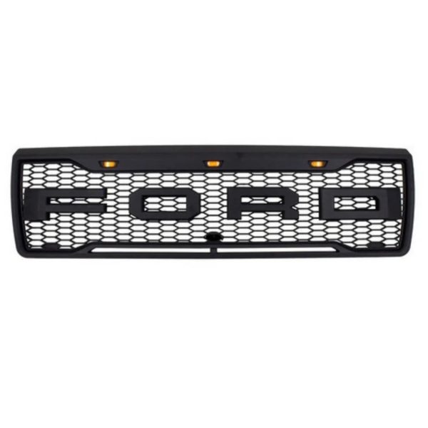 Raptor Style Grille For 1992-1996 Ford F150 wLetters & Lights Black - Image 3
