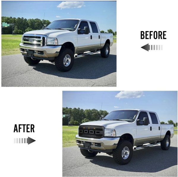 Raptor Style Grill Fit for 2005-2007 F250 F350 Super Duty W/LED Light,W/Letter（Matte Black） - Image 4