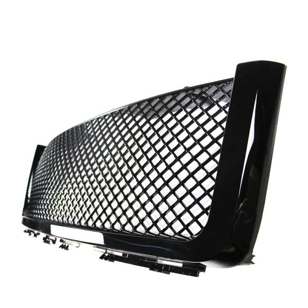 Front Grille For 2007-2013 GMC Sierra 1500 Mesh Front Bumper Grill Grille Gloss Black - Image 2