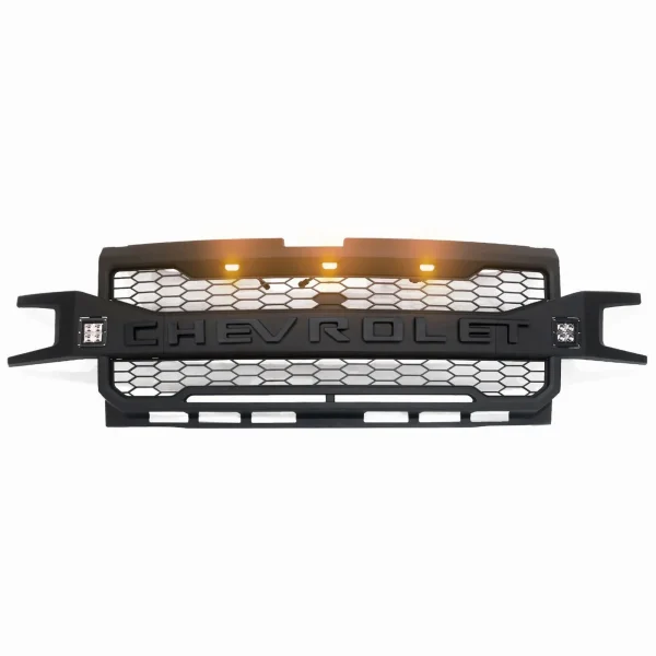 Front Grille for 2019 2020 2021 2022 Chevrolet Silverado 1500， Black Grille Upper Grill 3+2 LED Lights - Image 4