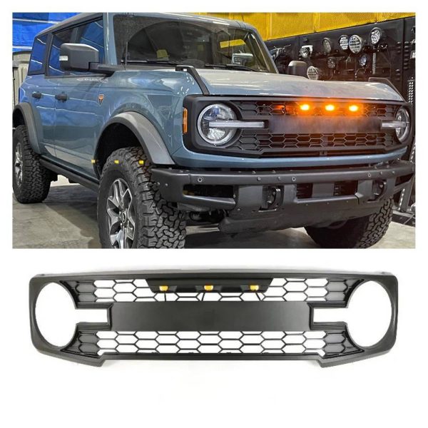 2021-2022 Ford Bronco Grille Raptor Style Grill With Letters & LED Lights