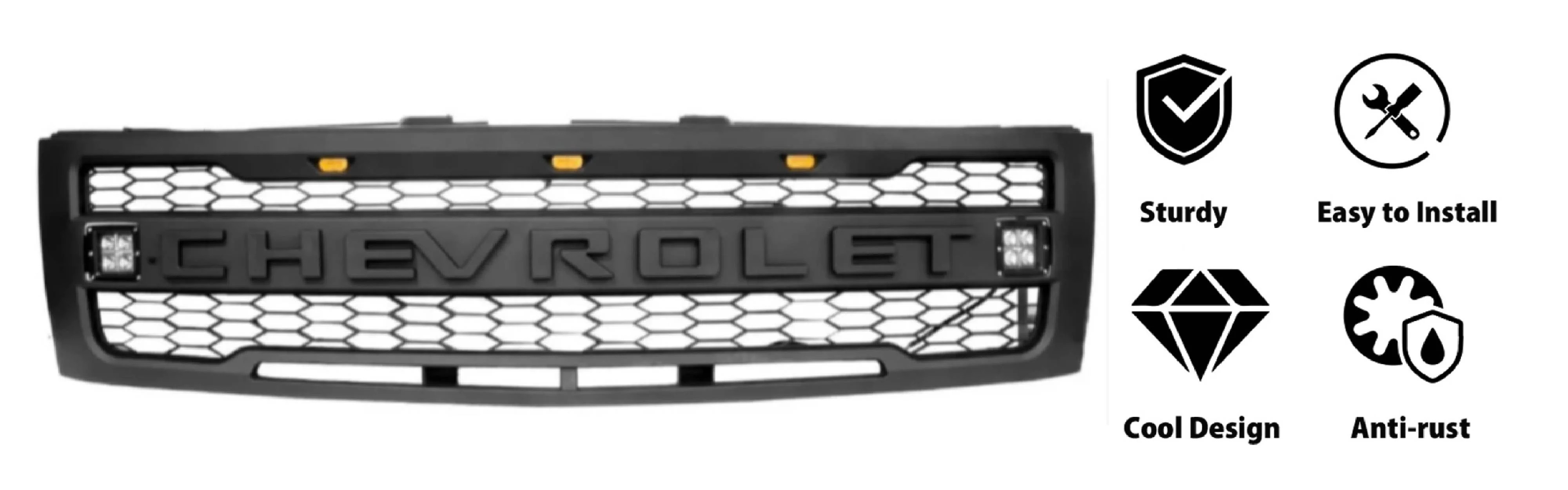 2009 2010 2011 2012 2013 2014 Ford F150 Raptor Style Grill Front Bumper Grille w/LED Lights Matte Black