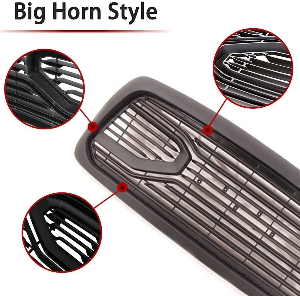 2009 2010 2011 2012 2013 2014 Ford F150 Raptor Style Grill Front Bumper Grille w/LED Lights Matte Black