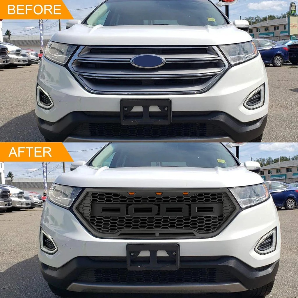 2009 2010 2011 2012 2013 2014 Ford F150 Raptor Style Grill Front Bumper Grille w/LED Lights Matte Black