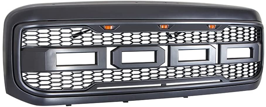 2009 2010 2011 2012 2013 2014 Ford F150 Raptor Style Grill Front Bumper Grille w/LED Lights Matte Black