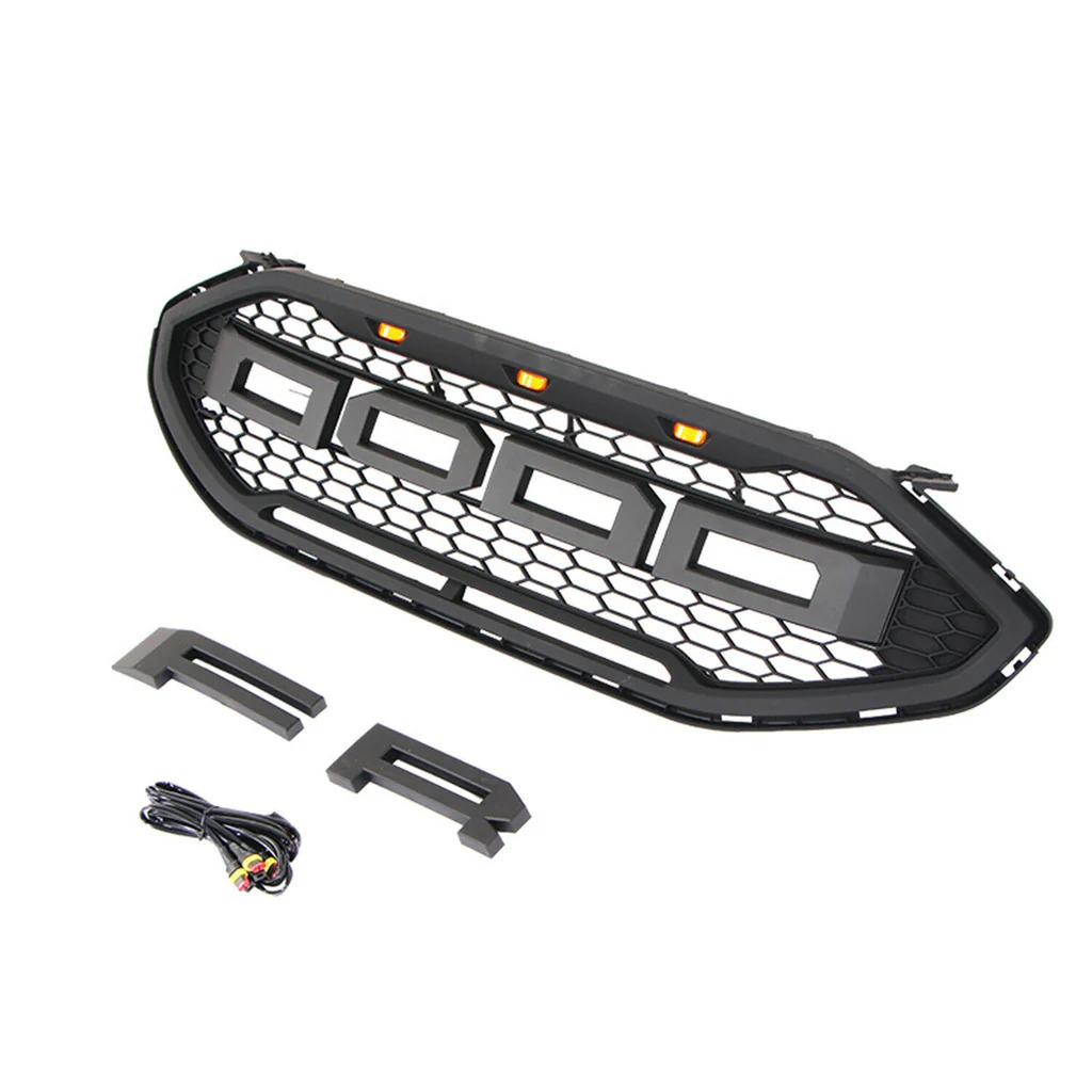 2009 2010 2011 2012 2013 2014 Ford F150 Raptor Style Grill Front Bumper Grille w/LED Lights Matte Black