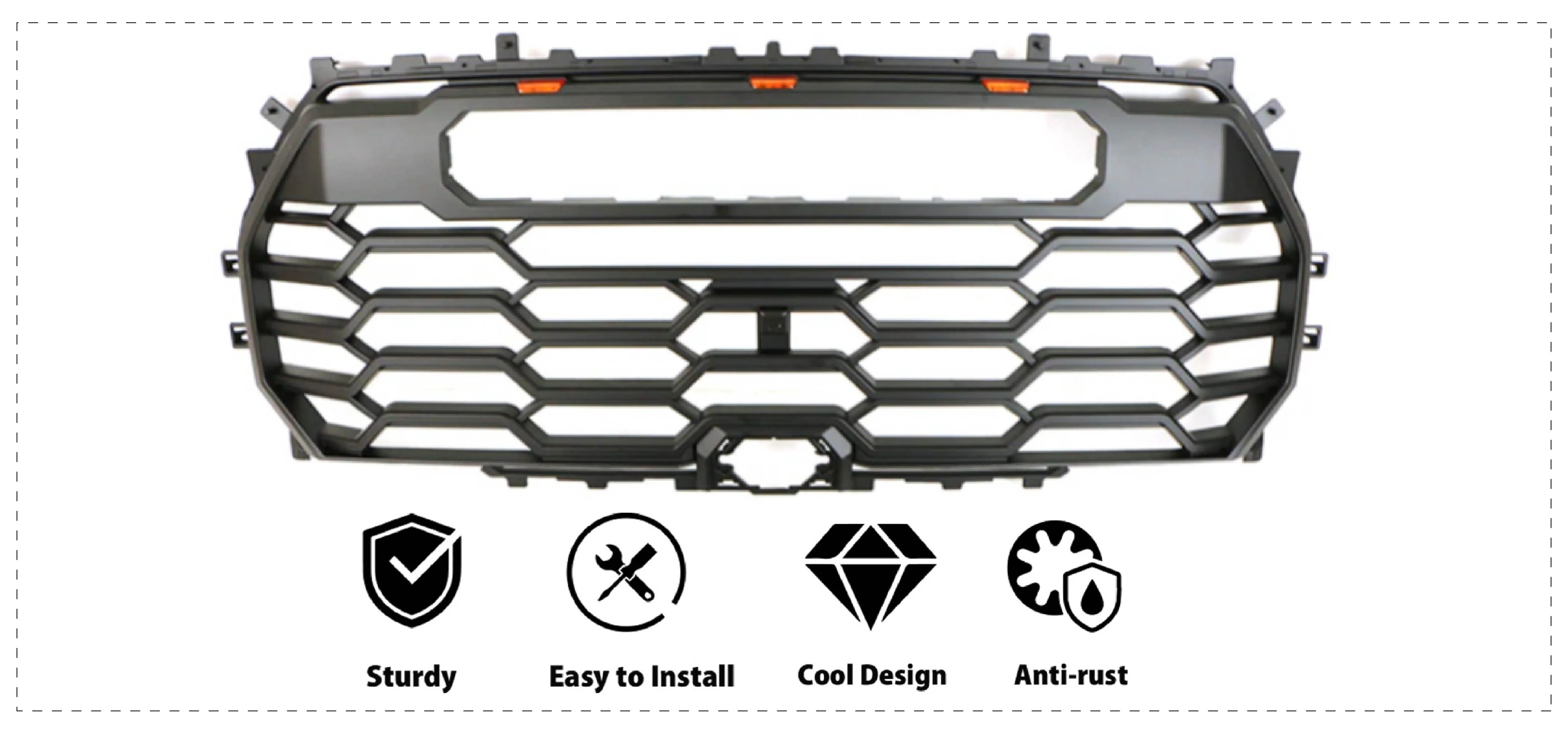 2009 2010 2011 2012 2013 2014 Ford F150 Raptor Style Grill Front Bumper Grille w/LED Lights Matte Black
