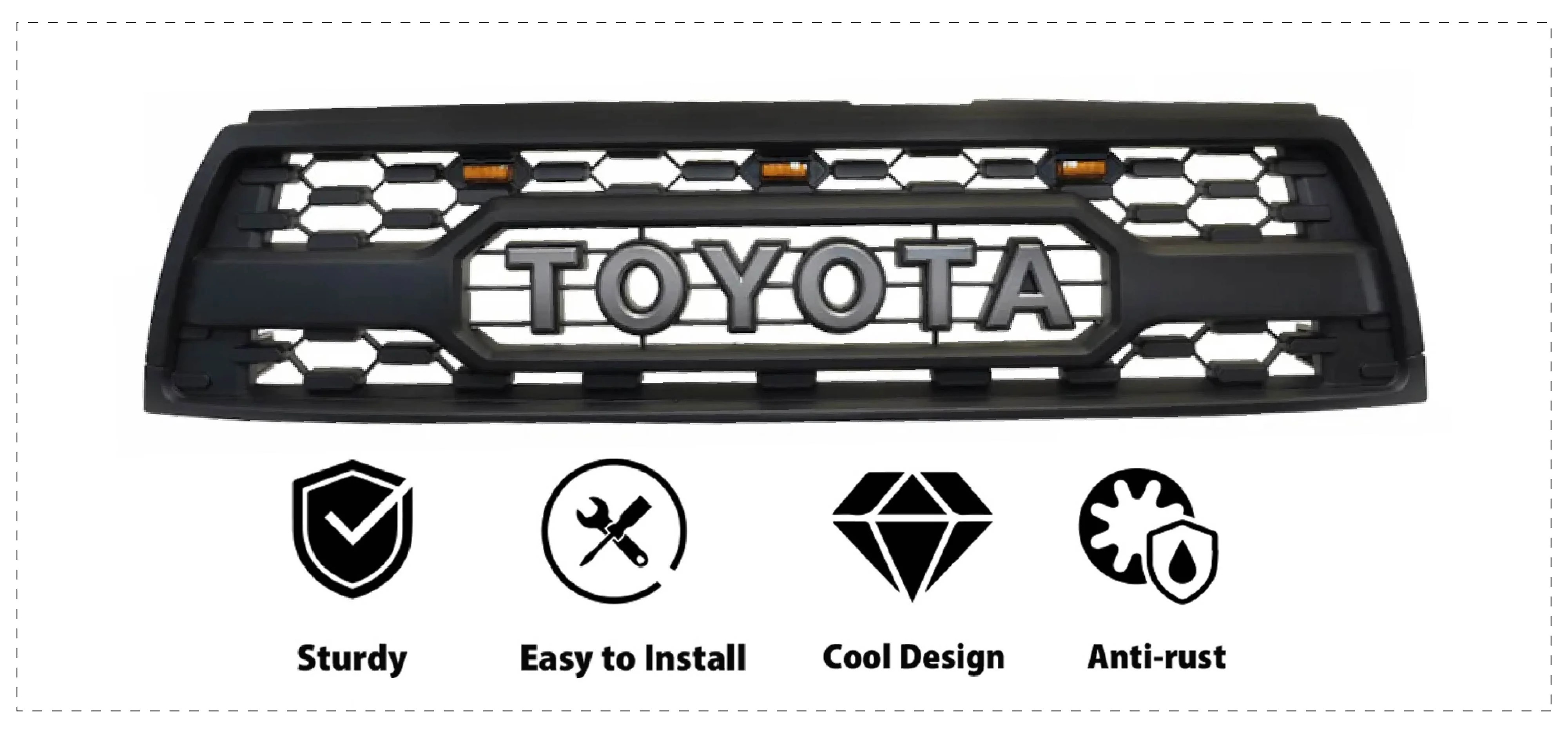 2009 2010 2011 2012 2013 2014 Ford F150 Raptor Style Grill Front Bumper Grille w/LED Lights Matte Black