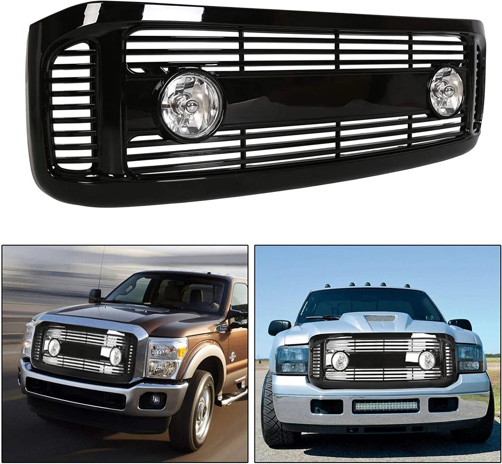 2009 2010 2011 2012 2013 2014 Ford F150 Raptor Style Grill Front Bumper Grille w/LED Lights Matte Black