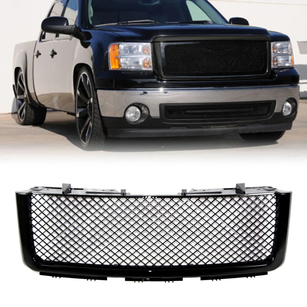 2009 2010 2011 2012 2013 2014 Ford F150 Raptor Style Grill Front Bumper Grille w/LED Lights Matte Black