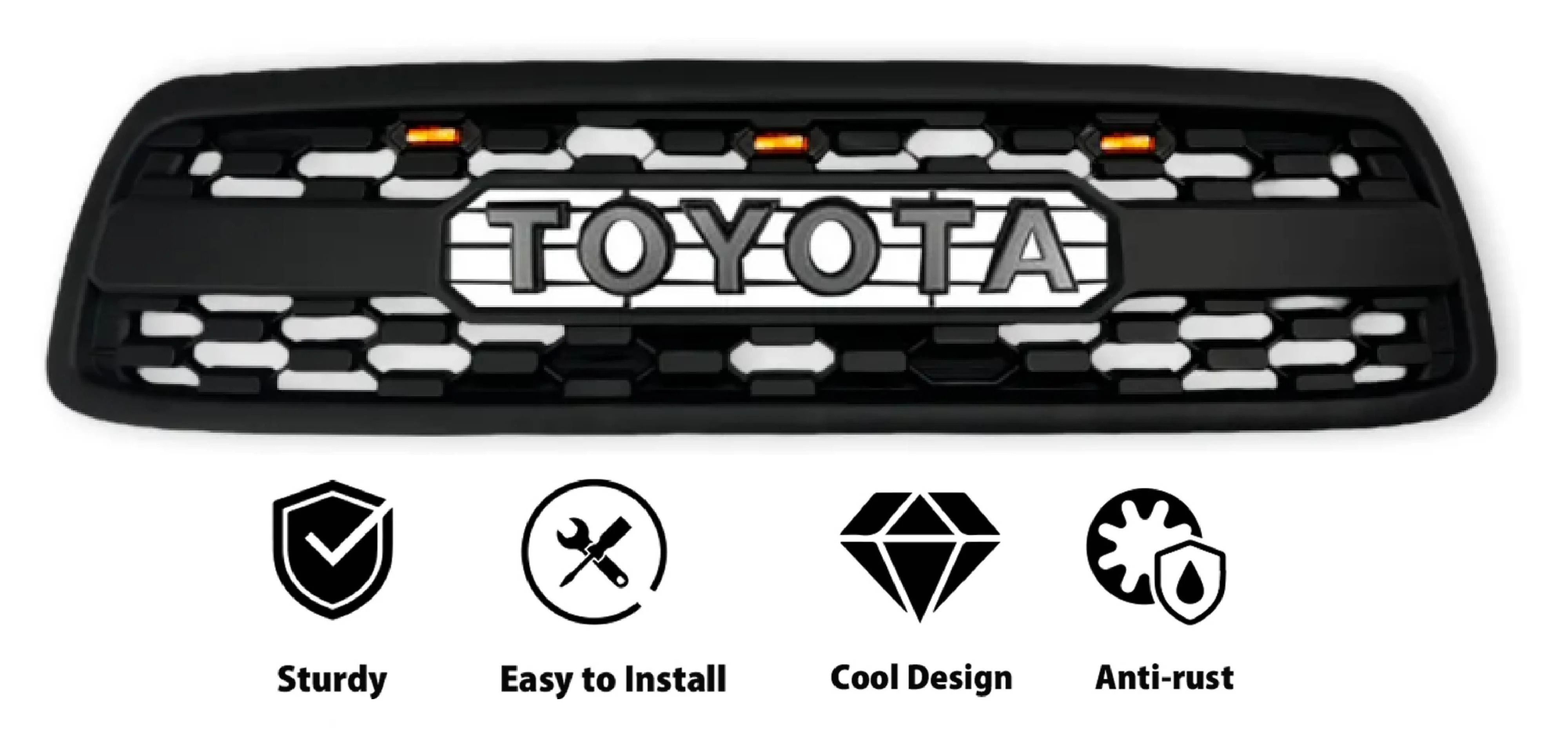 2009 2010 2011 2012 2013 2014 Ford F150 Raptor Style Grill Front Bumper Grille w/LED Lights Matte Black